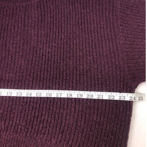 L.O.G.G. Mohair Ribbed High Low Cropped Drop Shoulder Burgundy Chunky Sweater M - Picture 8 of 10